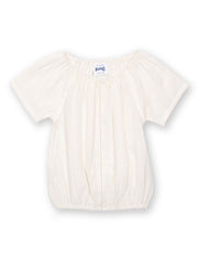 Kite - Girls organic together blouse cream - Double layer muslin - Short sleeved