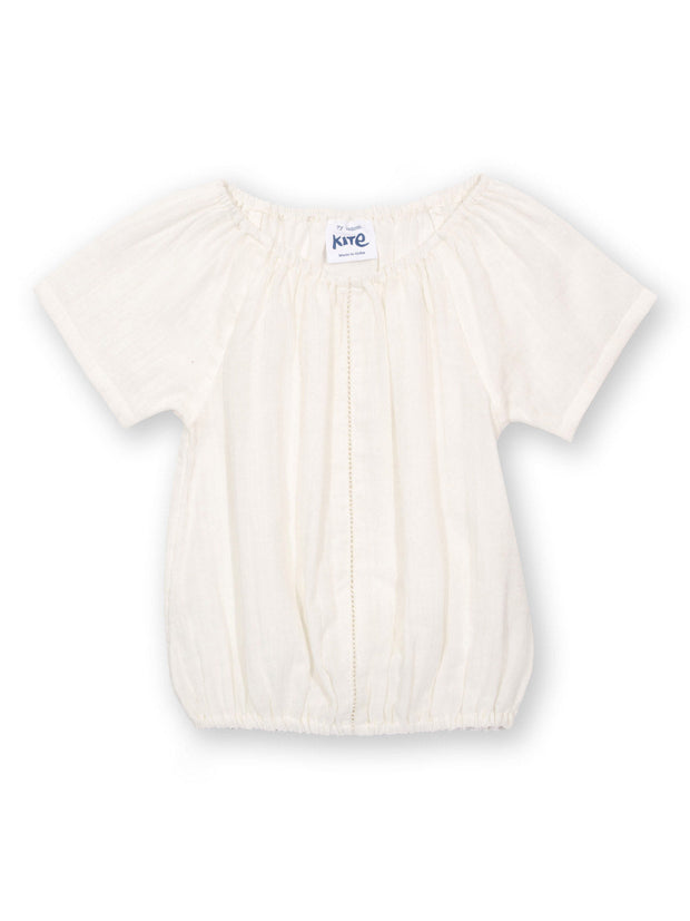 Kite - Girls organic together blouse cream - Double layer muslin - Short sleeved