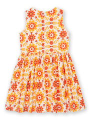 Kite - Girls organic groovy floral dress orange - Sleeveless
