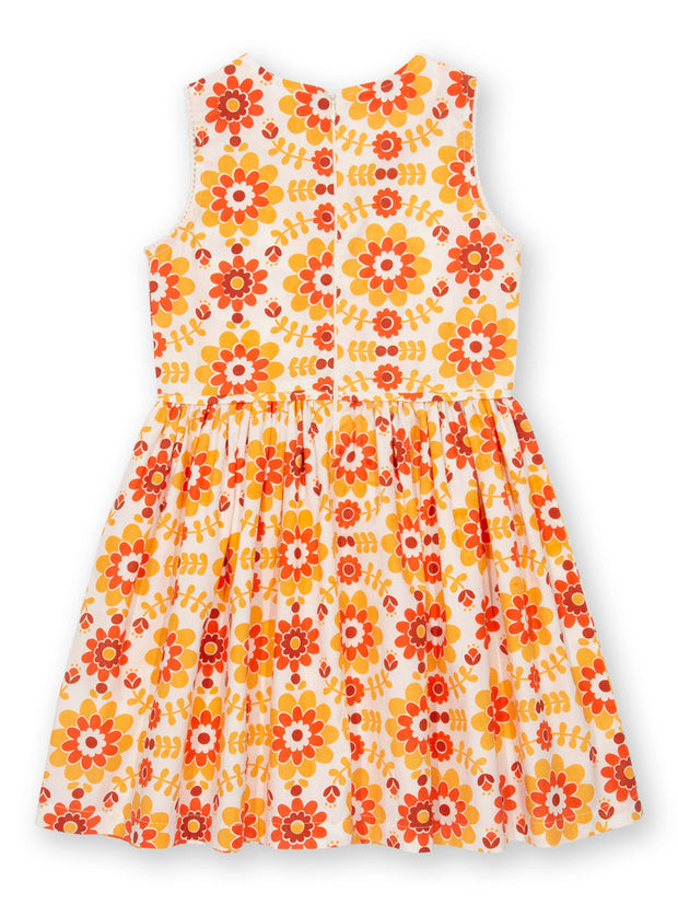 Kite - Girls organic groovy floral dress orange - Sleeveless