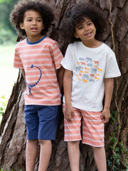 Kite - Boys organic Corfe shorts brick - Yarn dyed stripe - Elasticated waistband with adjustable ties