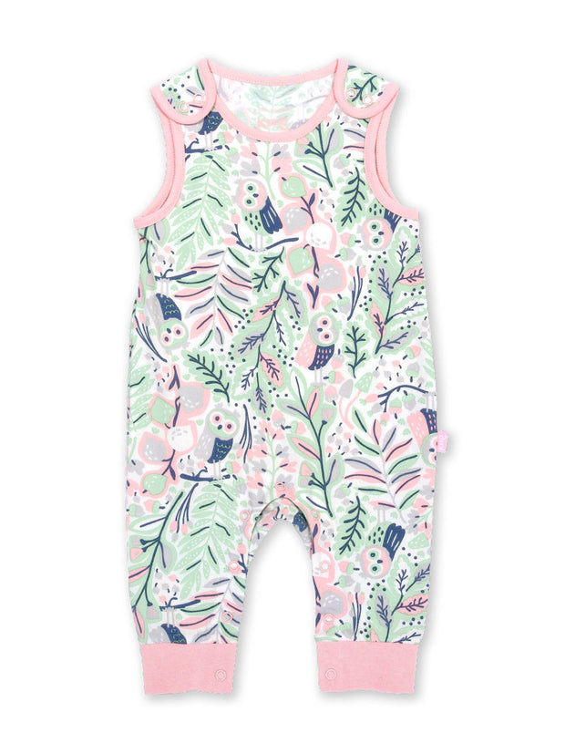 Kite - Baby girls organic cotton owlet dungarees - Popper openings