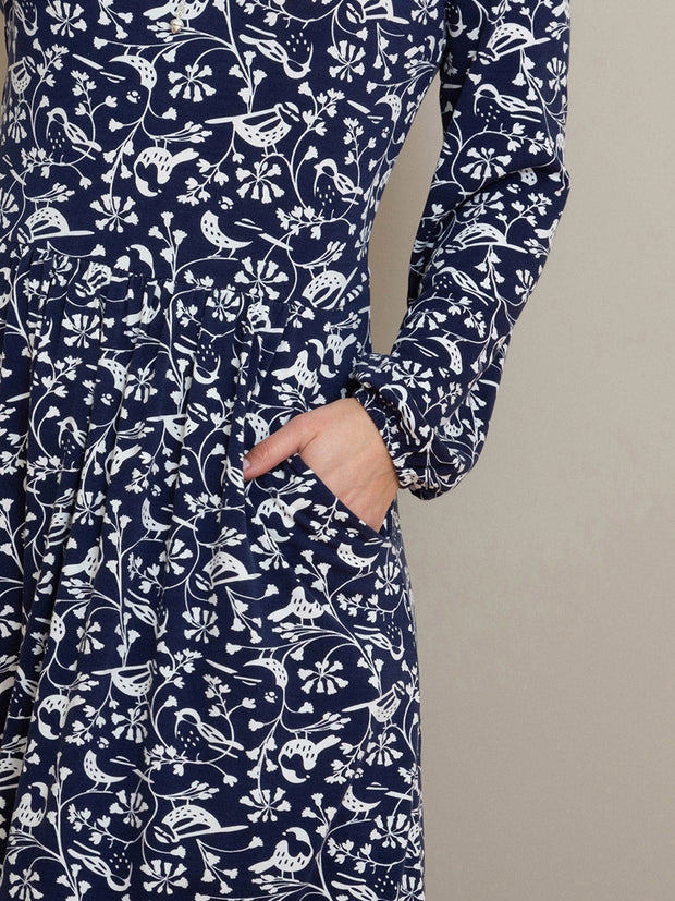 Arne jersey dress garden birds