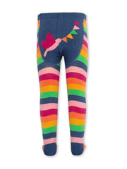 Kite - Girls organic cotton cloudbow tights rainbow - Bird and bunting seat design