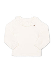 Kite - Girls organic cotton frill top cream - Long sleeved