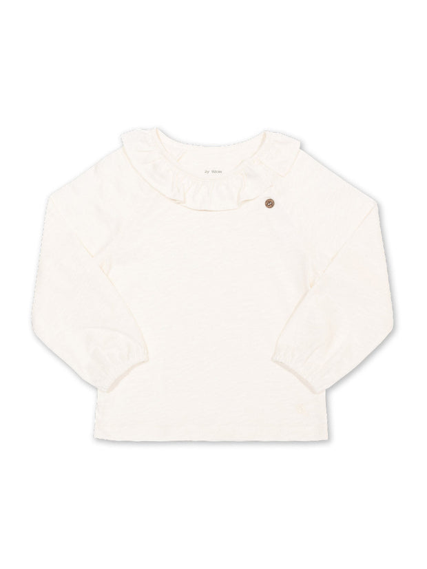 Kite - Girls organic cotton frill top cream - Long sleeved