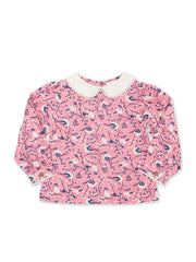 Kite - Girls organic cotton garden birds blouse pink - Long sleeved