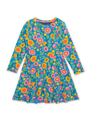 Kite - Girls organic cotton folk floral skater dress - Long sleeved