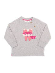 Kite - Girls organic cotton super me sweatshirt grey - Appliqué design - Ribbed neckline