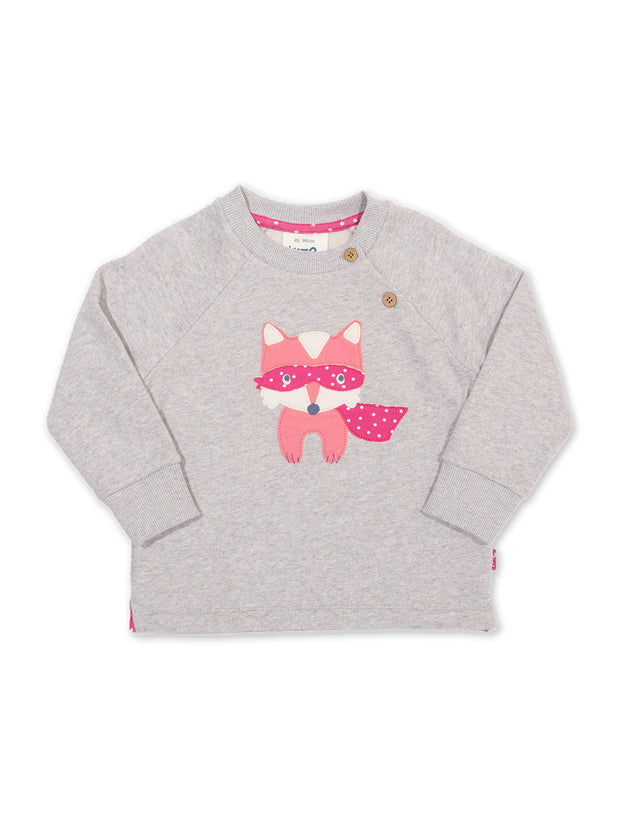 Kite - Girls organic cotton super me sweatshirt grey - Appliqué design - Ribbed neckline