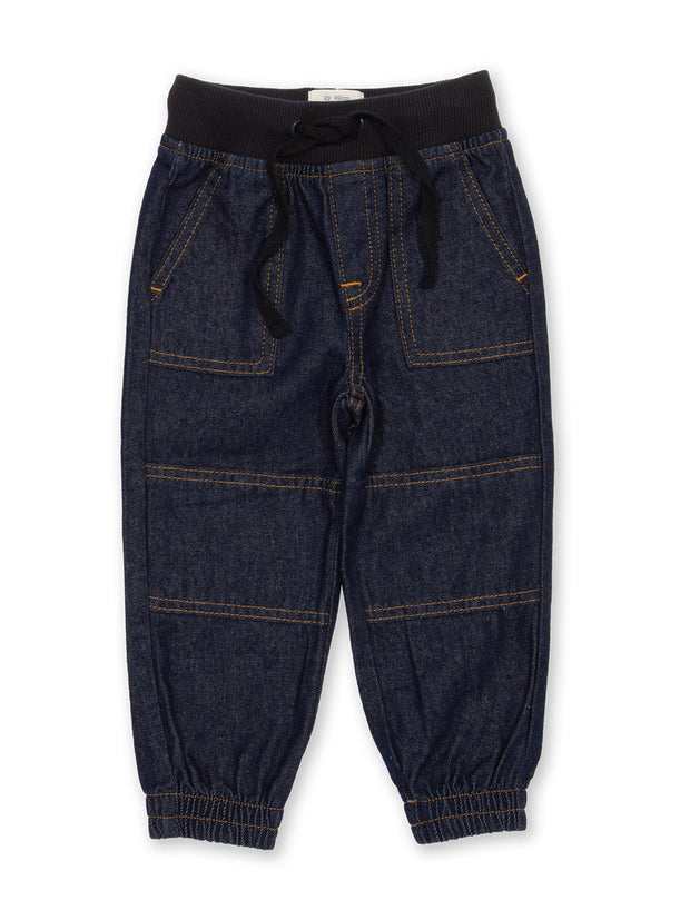 Kite - Boys organic cotton denim joggers navy - Elasticated waistband