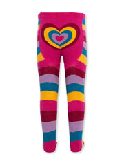 Kite - Girls organic cotton rainbow tights - Rainbow heart seat design