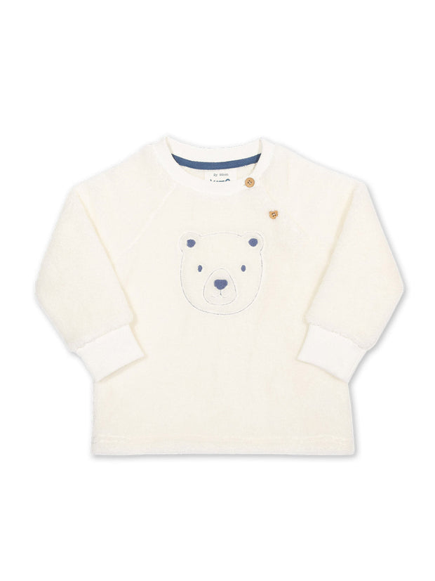 Kite - Kids  mr bear fleece cream - Coconut button raglan sleeve opening