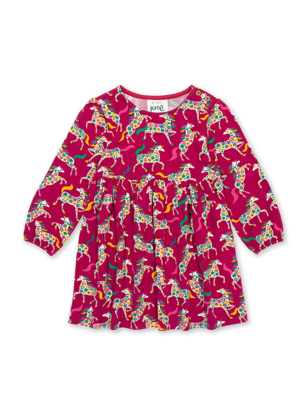 Kite - Girls organic cotton fancy foals dress - Long sleeved