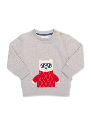 Kite - Boys organic cotton mr bear sweatshirt grey - Appliqué design - Ribbed neckline