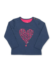 Kite - Girls organic cotton no place like home t-shirt navy - Placement print - Long sleeved