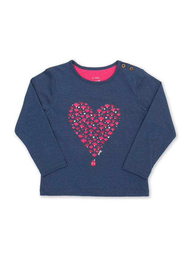 Kite - Girls organic cotton no place like home t-shirt navy - Placement print - Long sleeved