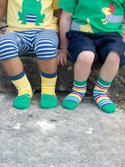 Frog face grippy socks yellow