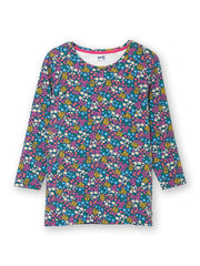 Tarrant 3/4 sleeve jersey top flower patch