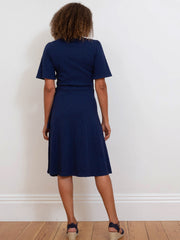 Highcliffe slub jersey wrap dress midnight