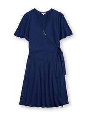Highcliffe slub jersey wrap dress midnight
