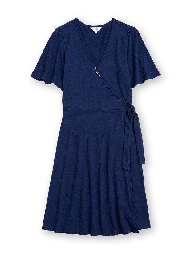 Highcliffe slub jersey wrap dress midnight