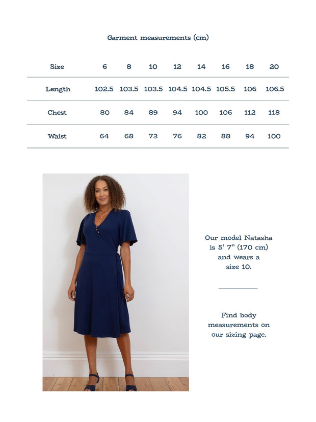 Highcliffe slub jersey wrap dress midnight