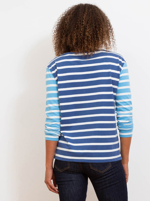 Bingham jersey top blue stripe