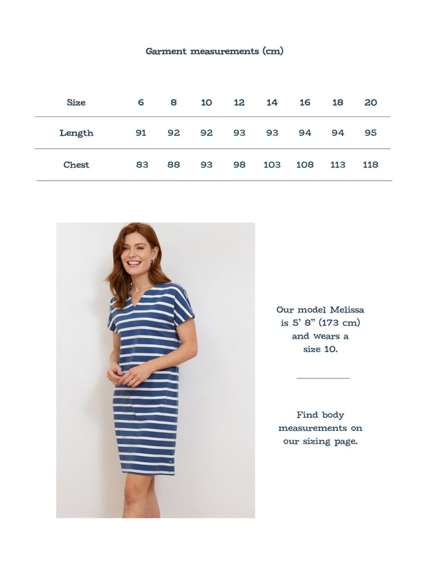 Alum jersey dress navy stripe