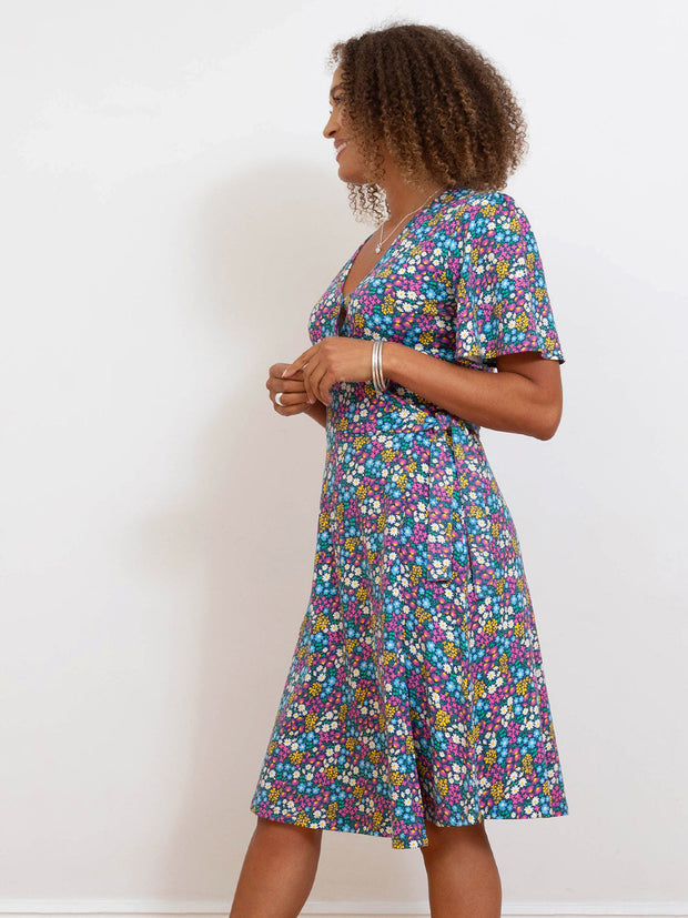 Highcliffe jersey wrap dress flower patch