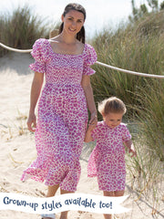 Giraffe shirred dress