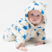 Baby in star fleece onesie
