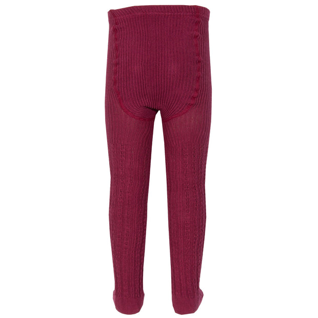 Girl in cable rib cherry tights