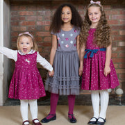 Girl in cable rib cherry tights