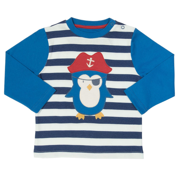 Boy in pirate penguin t-shirt