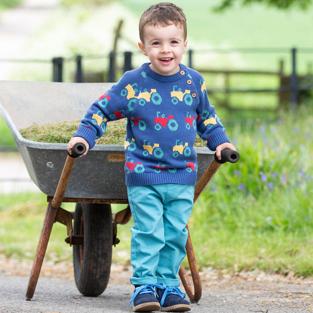 Boy in jean pull ups
