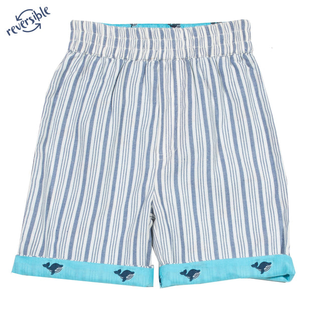 Boy in wonder whale shorts