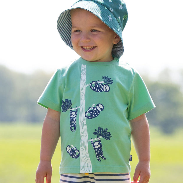 Boy in little sloth t-shirt