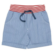 Boy in mini ticking shorts