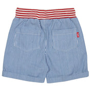 Boy in mini ticking shorts