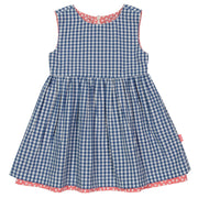 Girl in dotty gingham dress