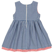 Girl in dotty gingham dress
