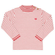 Girl in stripy heart jumper