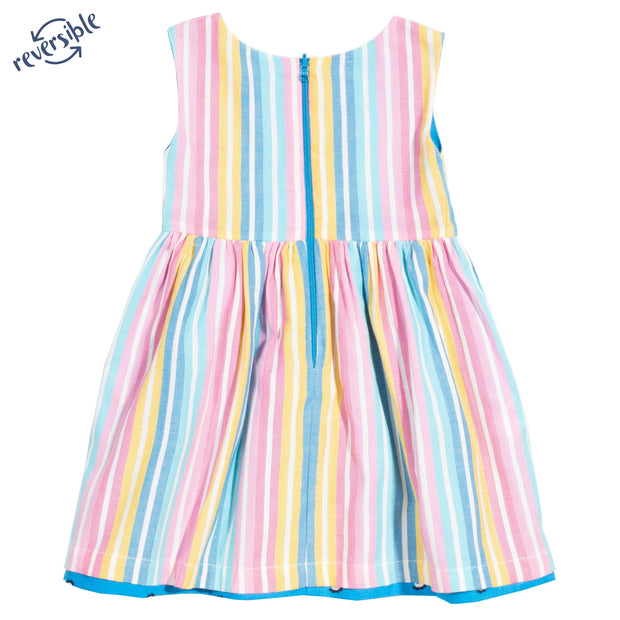 Girl in seahorse stripe dress