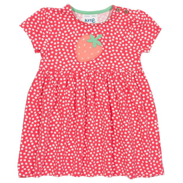 Girl in dotty strawberry dress